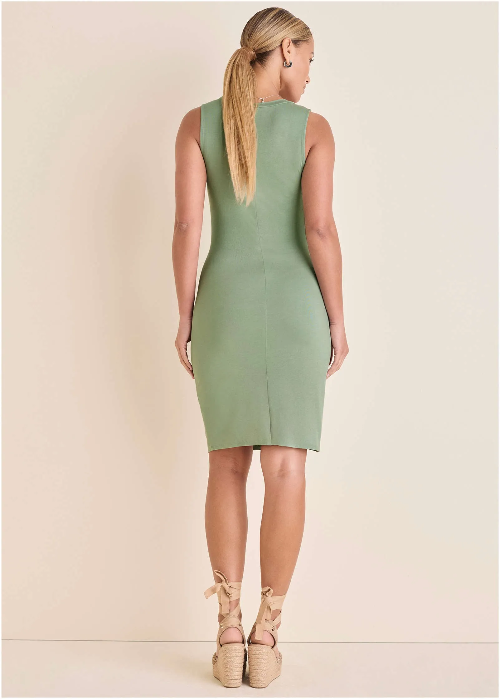 Button Detail Dress  - Iceberg Green