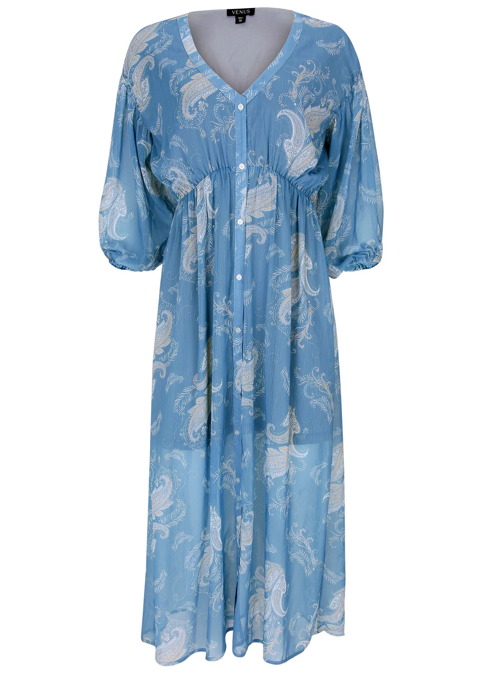 Button Down Maxi Dress - Blue