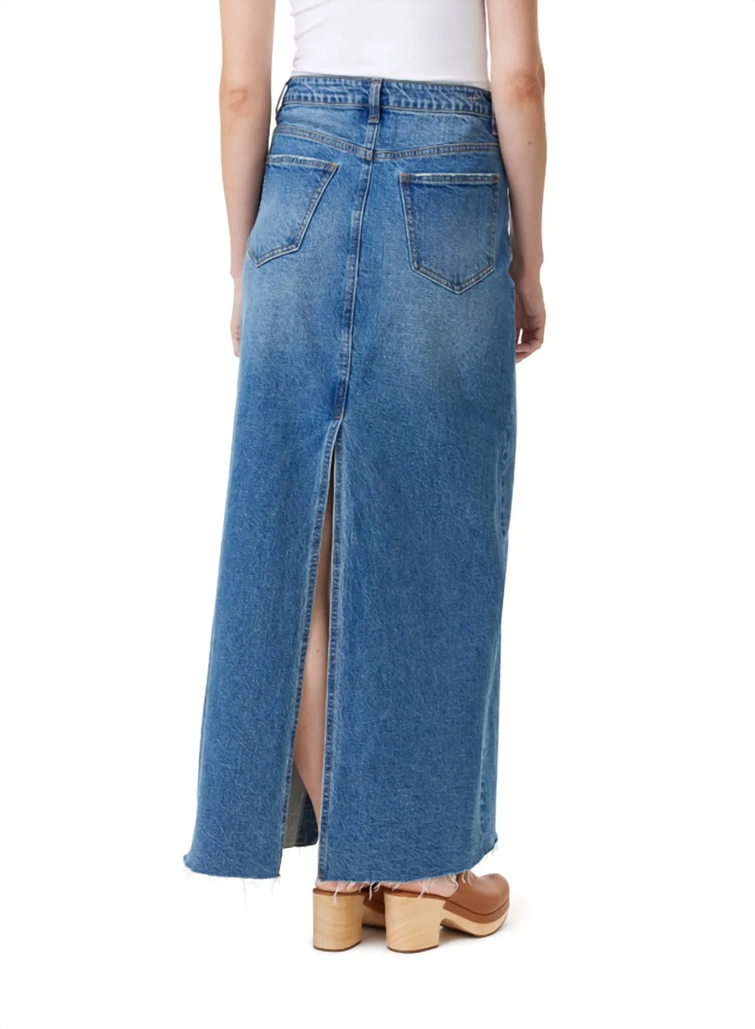 Button Down Maxi Skirt In Baltic