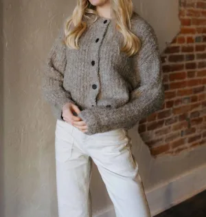 Button Front Cardigan In Latte