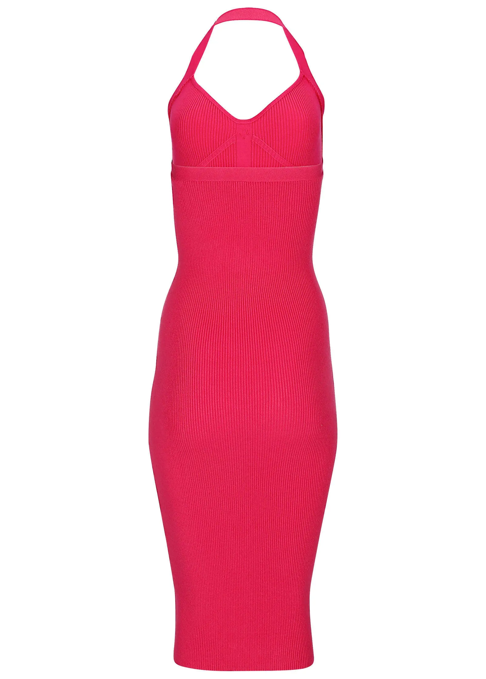 Button Front Halter Midi  - Azalea