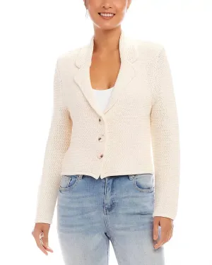 Button Up Blazer Sweater In Cream