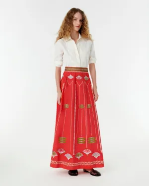 Camille Skirt with Japanese Peacock Embroidery