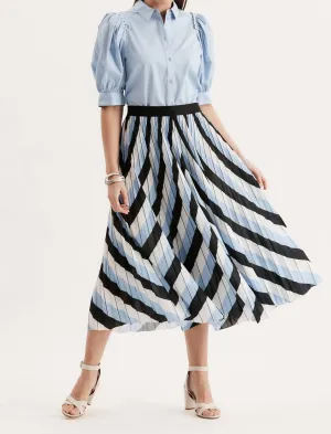 Cara Fortuni Skirt In White/blue/black