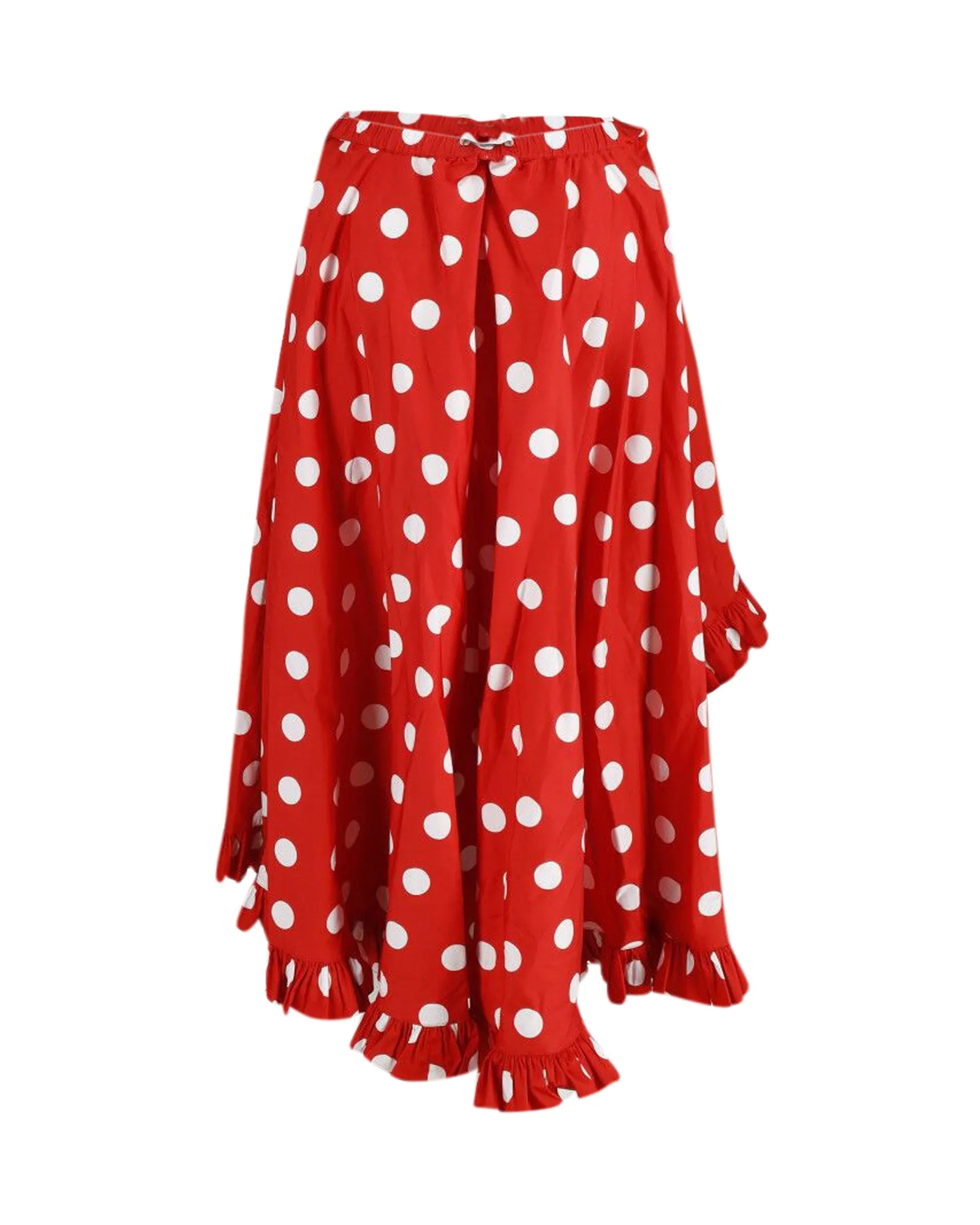 Caroline Constas Adelle Asymmetric Ruffled Polka-Dot Skirt in Red Cotton