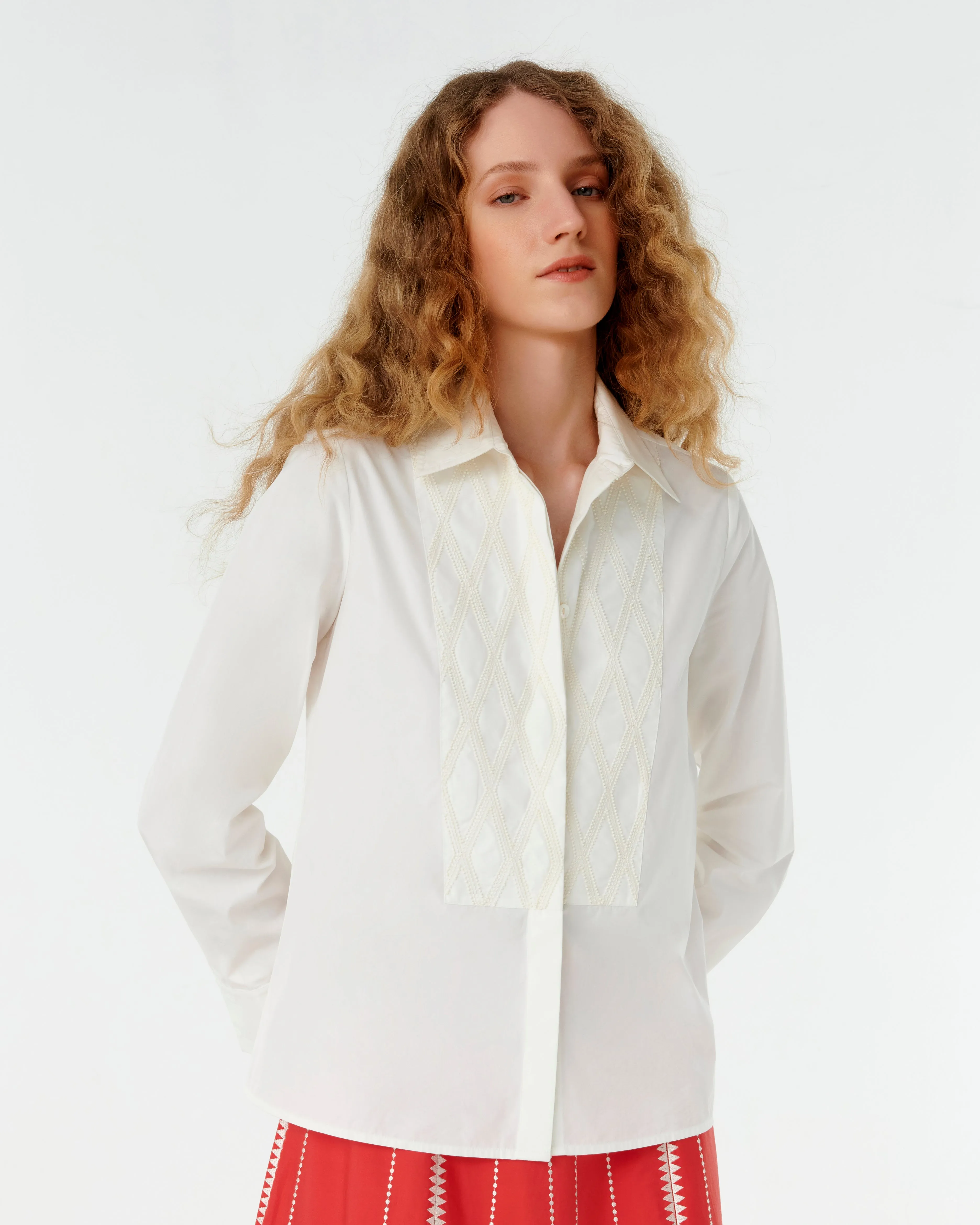 Cassandra Shirt with Greek Rooster Embroidery
