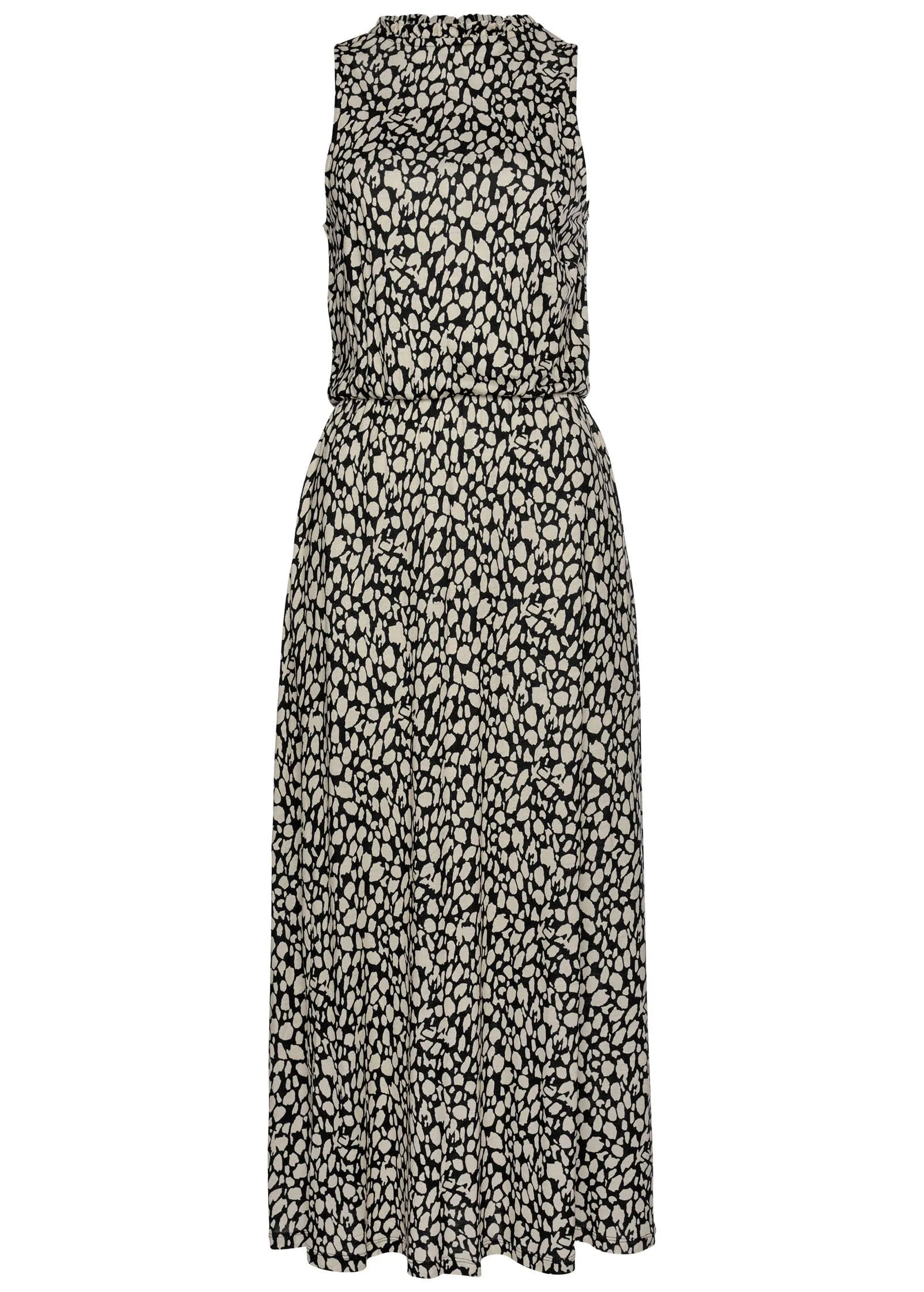 Casual Maxi Dress - Black & Beige
