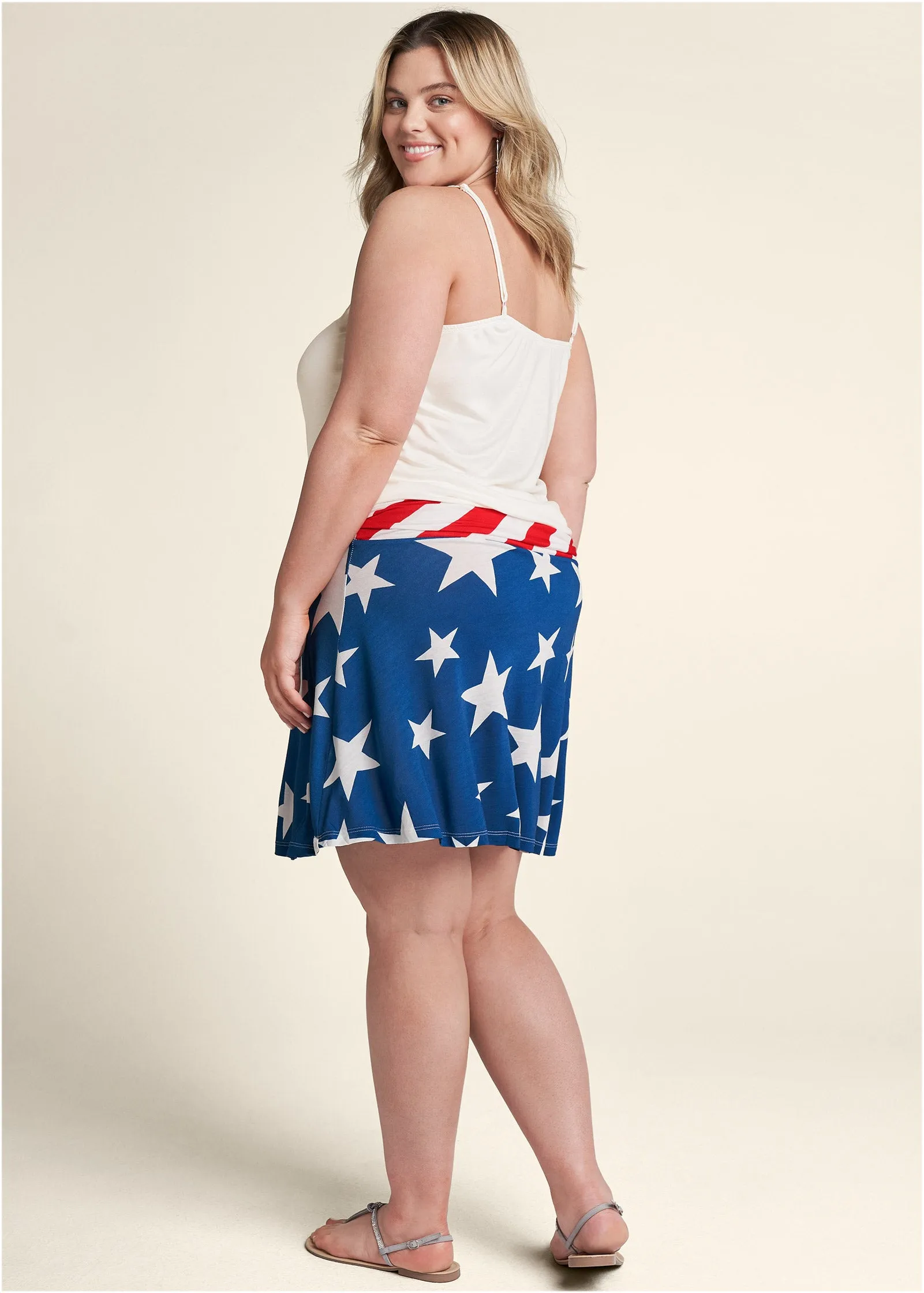 Casual Tank Dress - White Multi