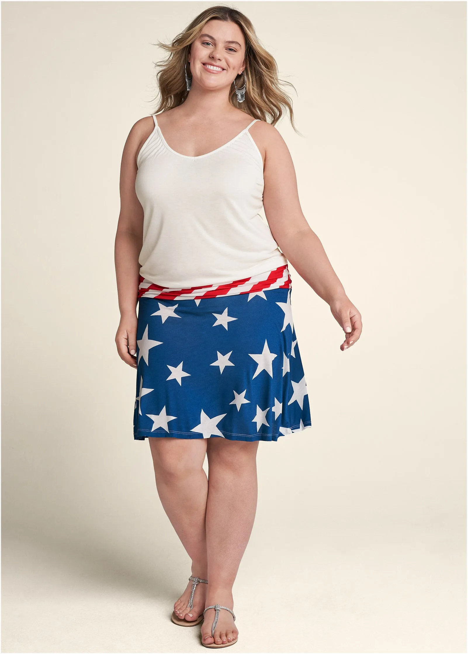 Casual Tank Dress - White Multi