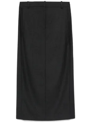 Charcoal Grey Wool Blend Skirt