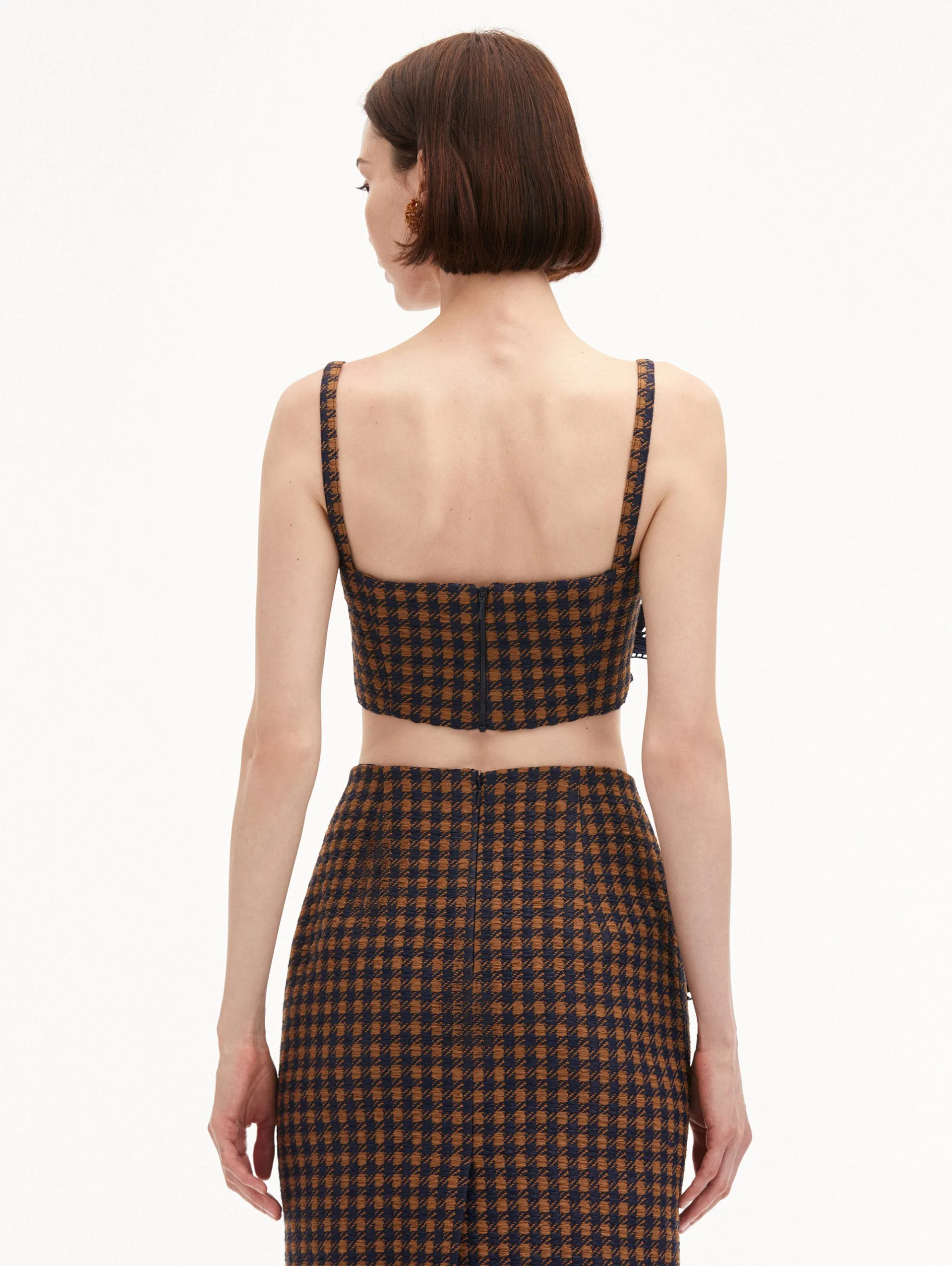 Check Tweed Orchid Embroidered Top