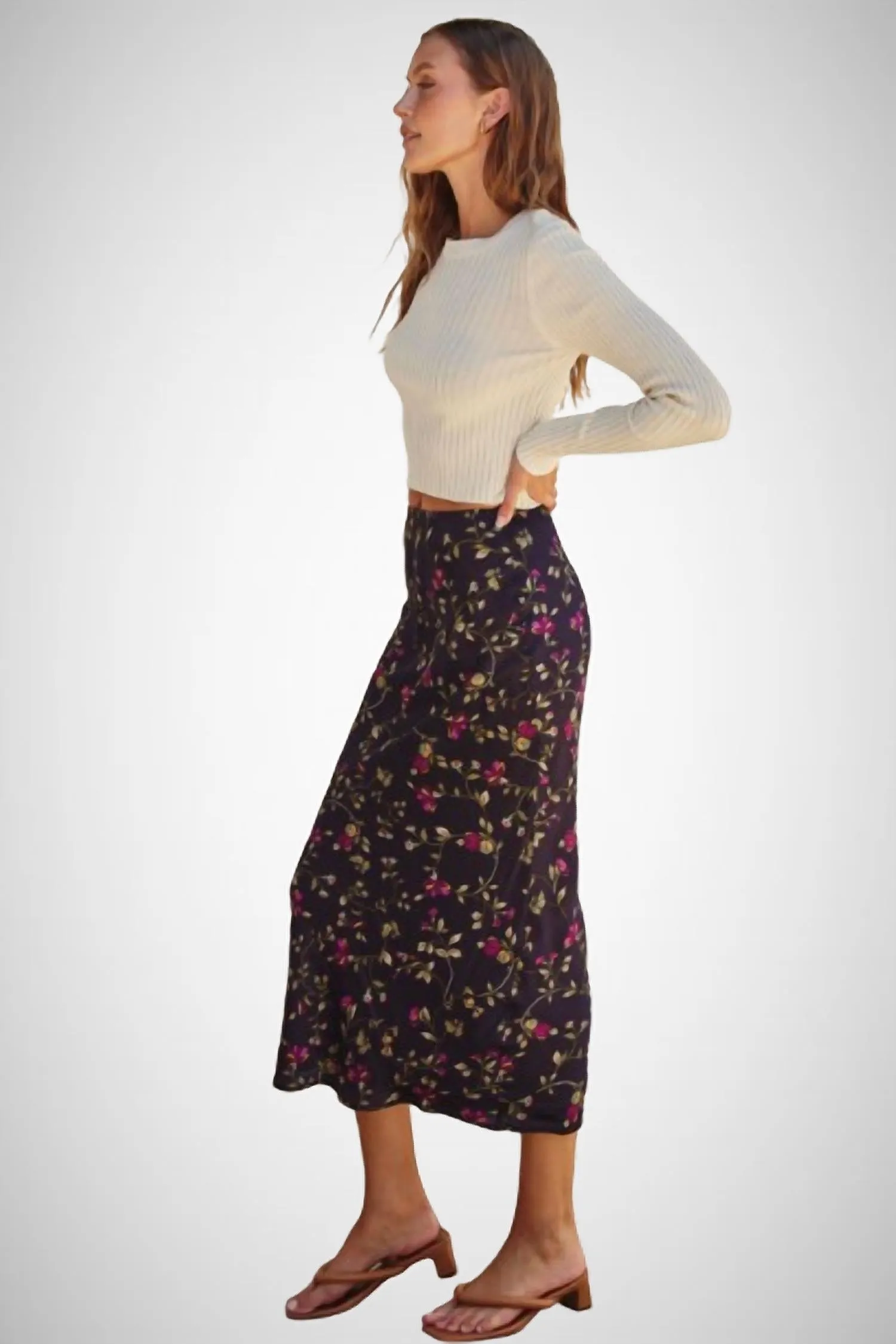 Chelsea Maxi Skirt In Black Floral