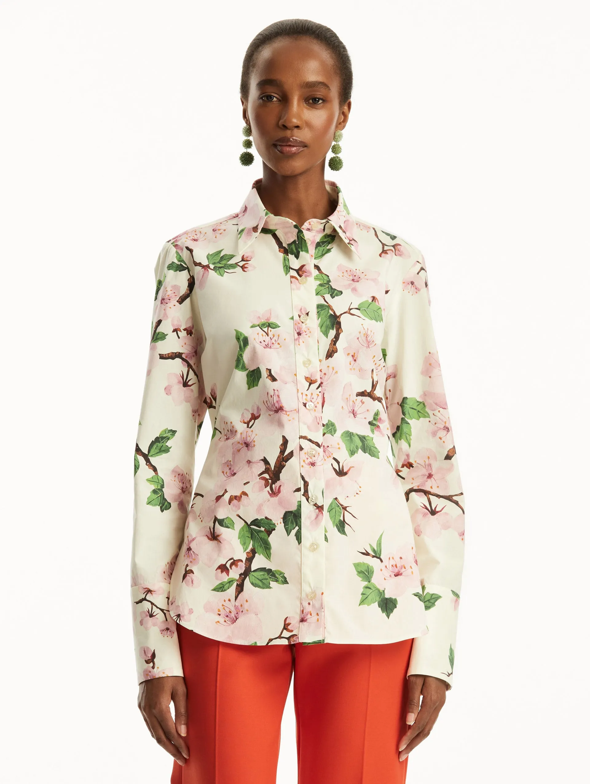Cherry Blossom Cotton Poplin Blouse