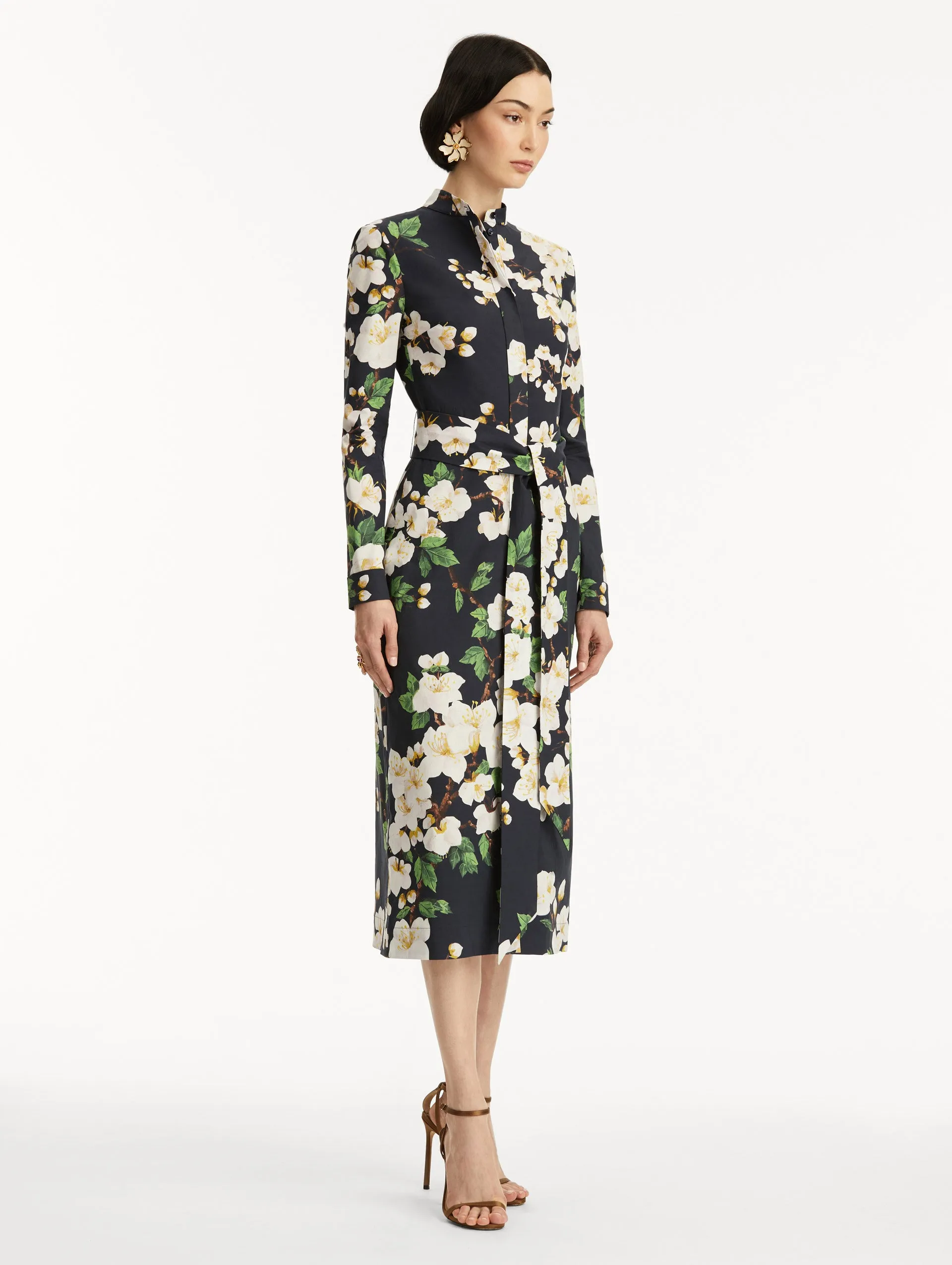 Cherry Blossom Cotton Poplin Pencil Dress