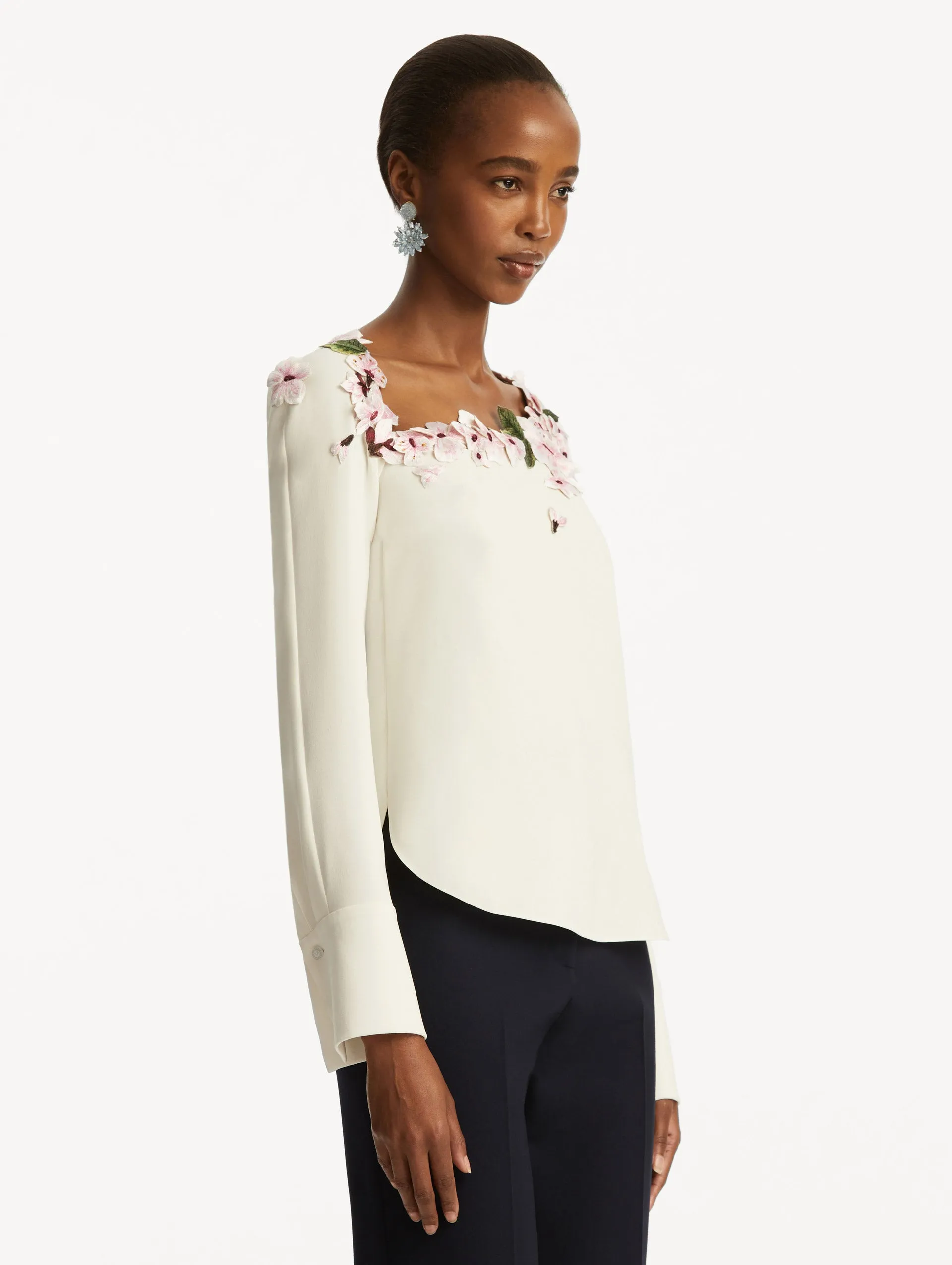 Cherry Blossom Embroidered Blouse