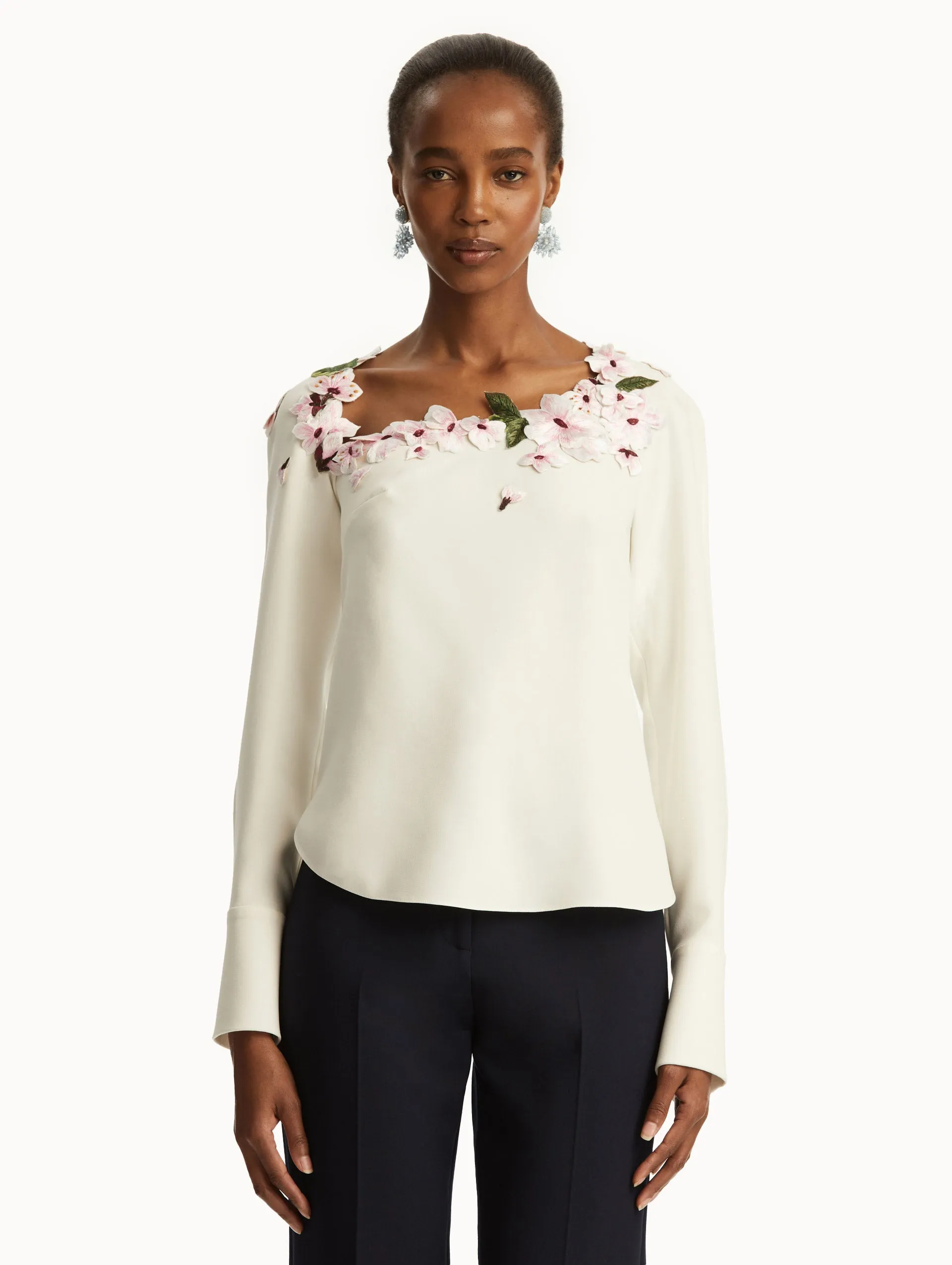 Cherry Blossom Embroidered Blouse