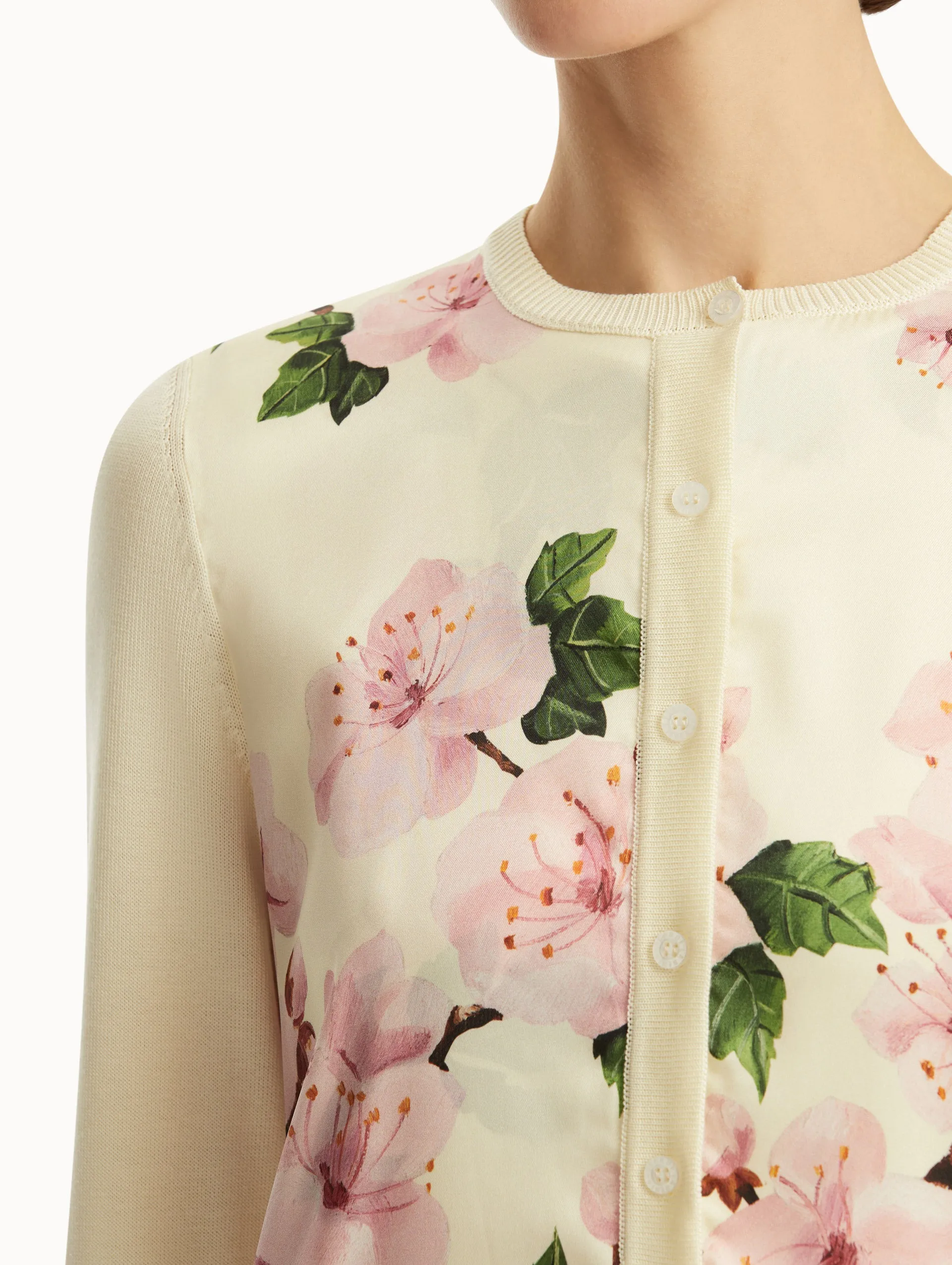 Cherry Blossom Silk Inset Cardigan