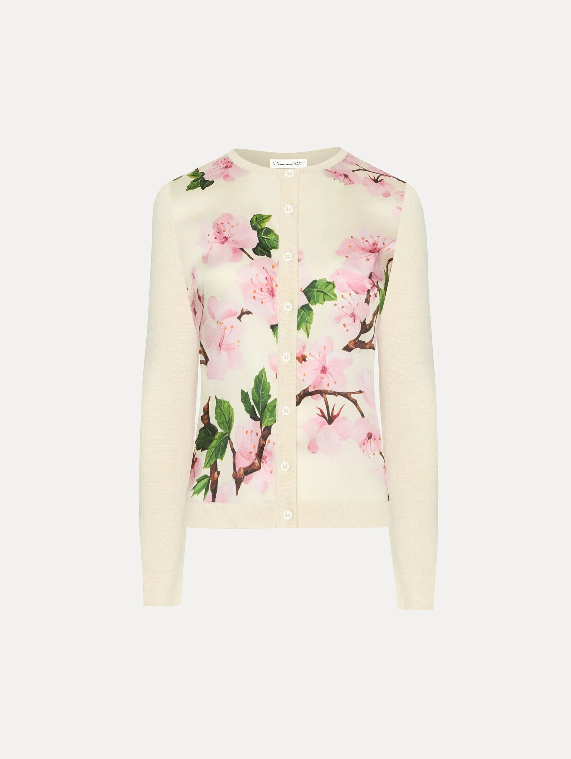 Cherry Blossom Silk Inset Cardigan