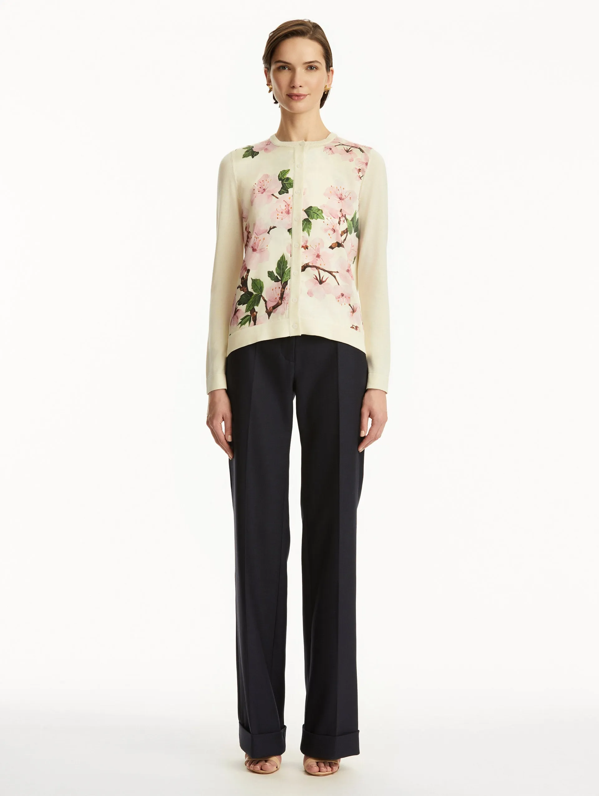 Cherry Blossom Silk Inset Cardigan