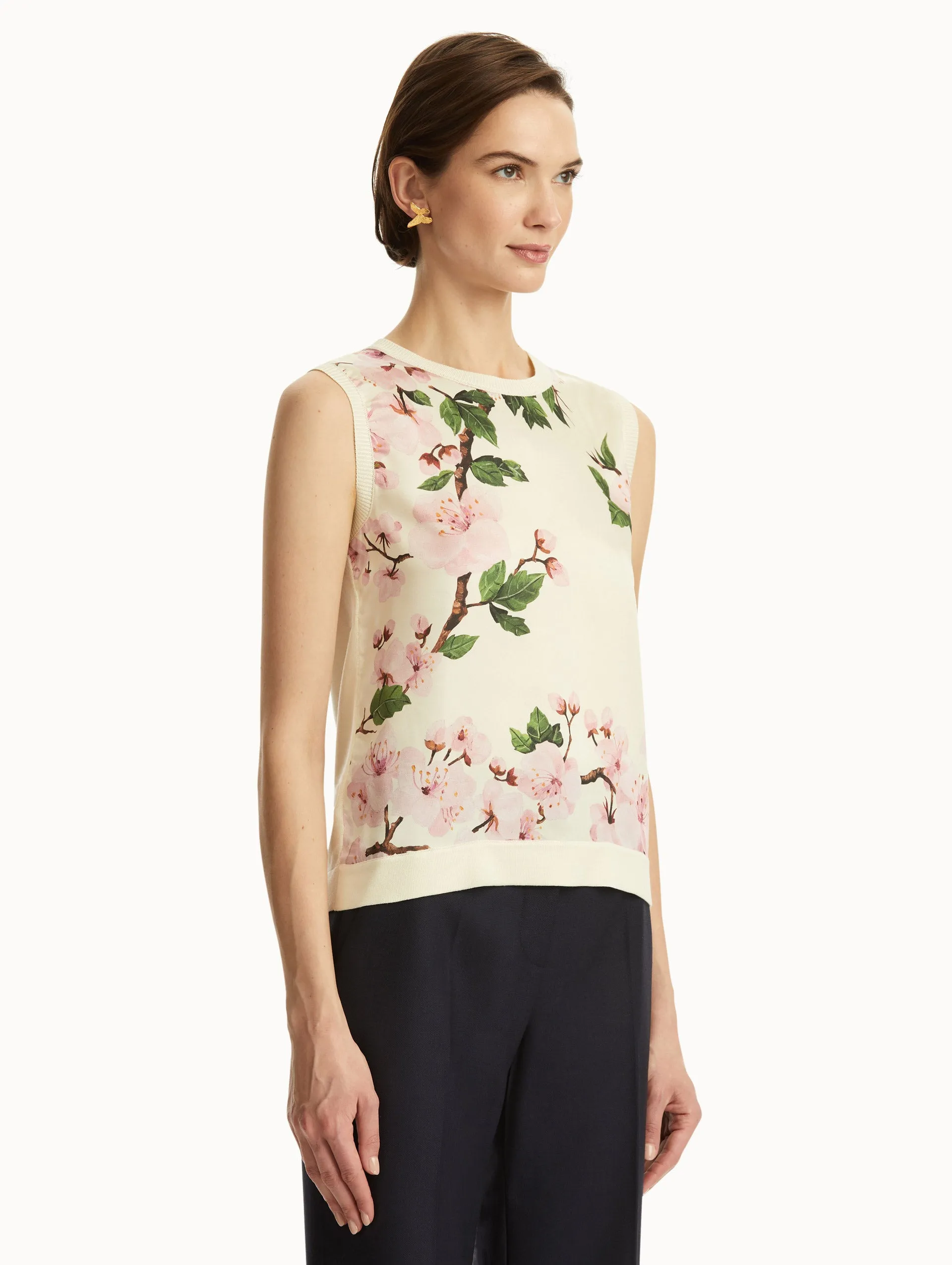 Cherry Blossom Silk Inset Tank