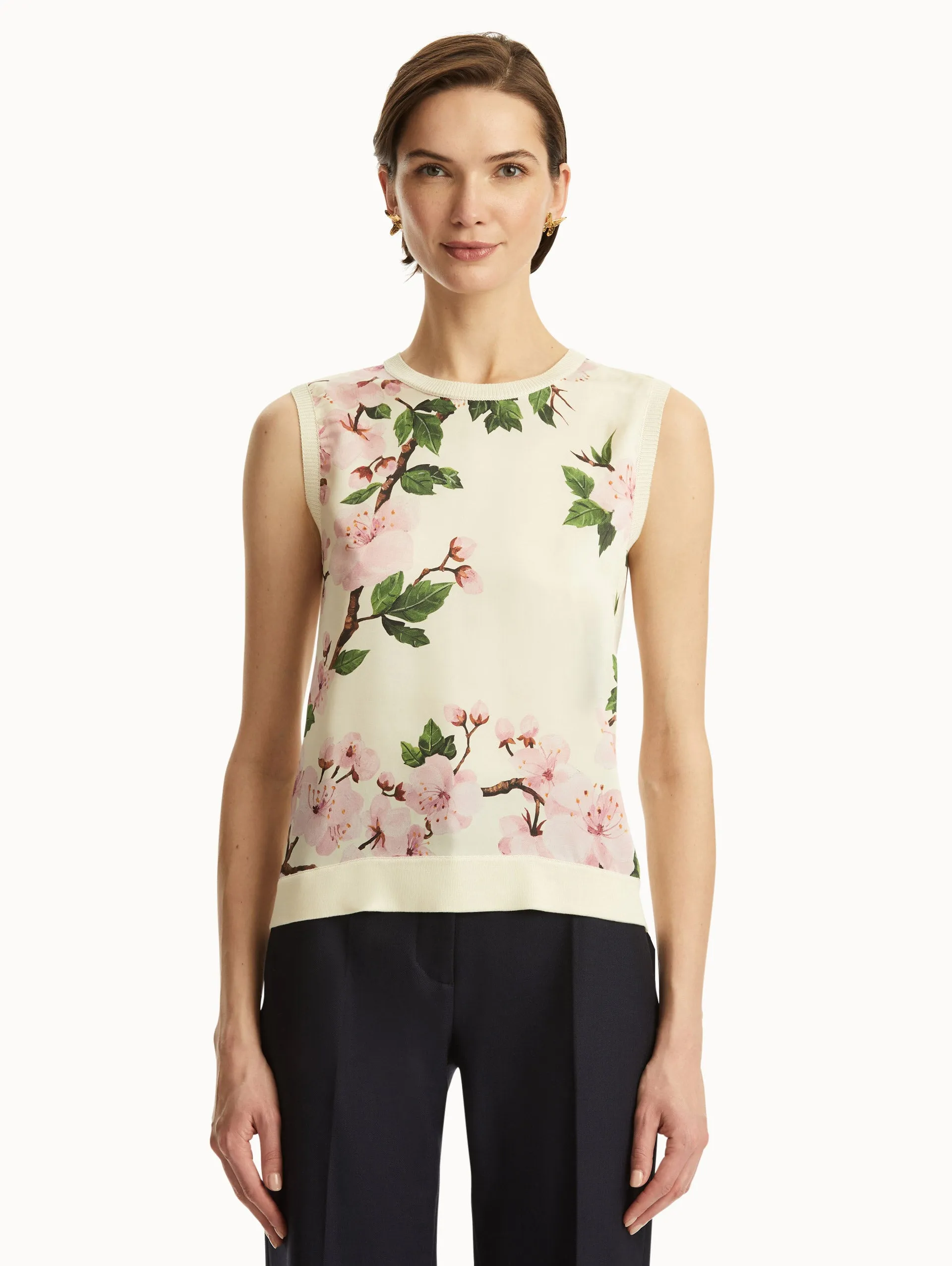 Cherry Blossom Silk Inset Tank