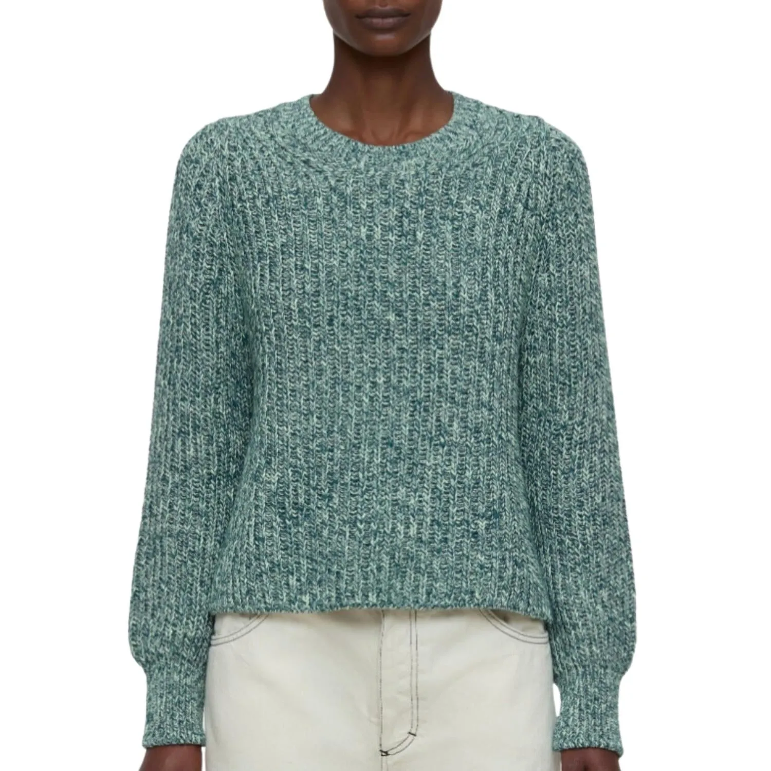 Closed Crew Neck Long Sleeve Sweater In Midnight Lake