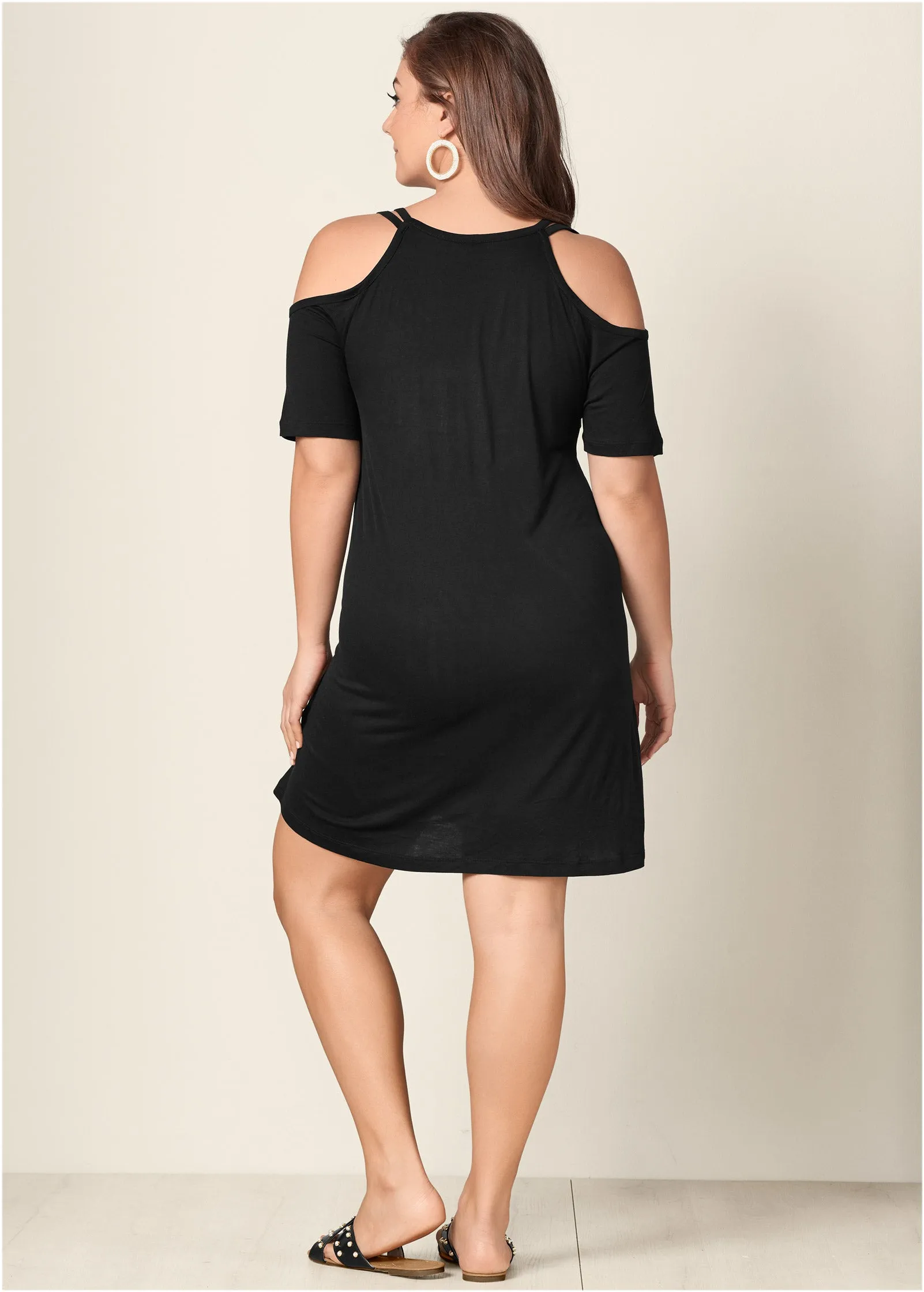 Cold-Shoulder Dress - Black