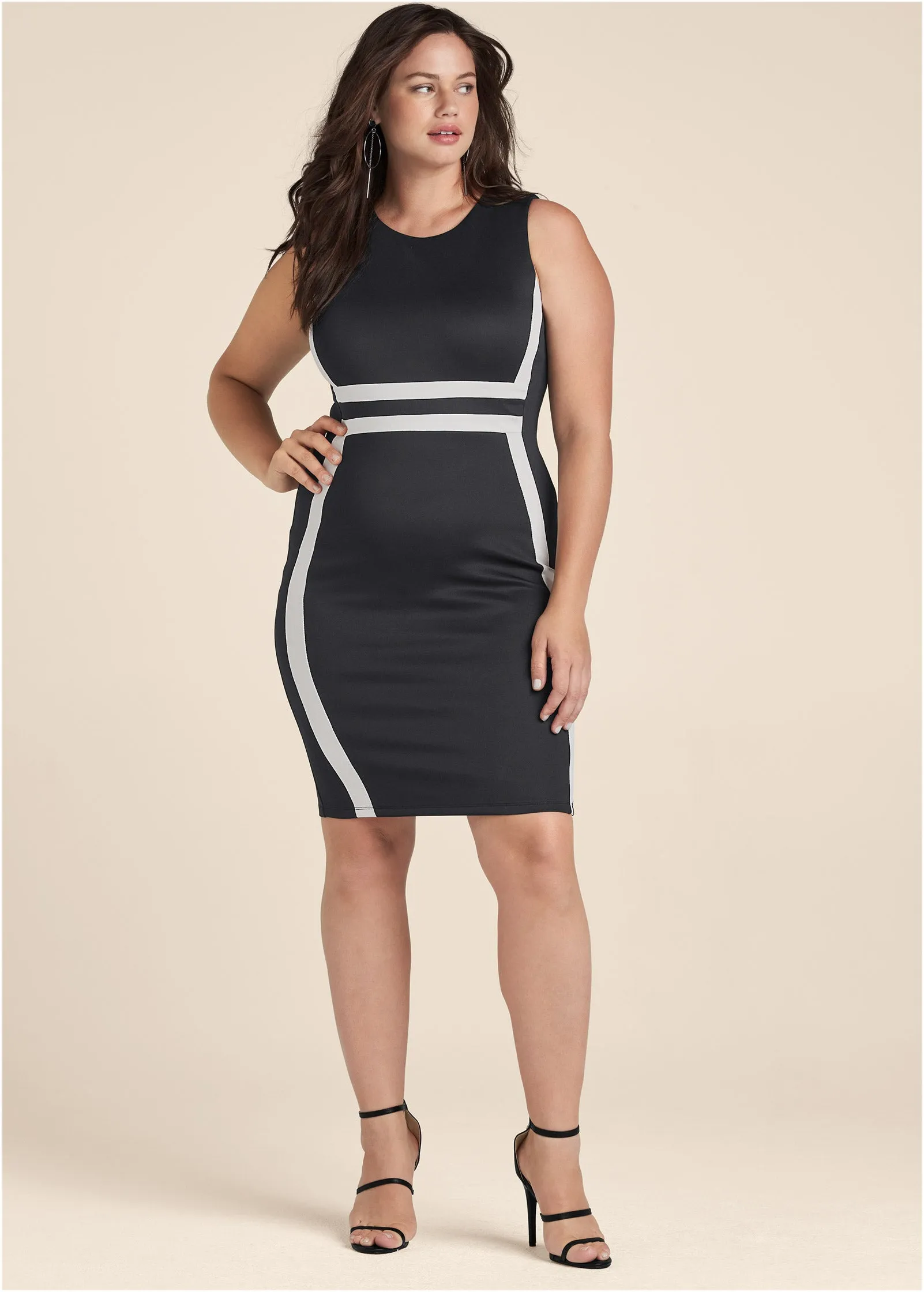 Color Block Bodycon Dress - Black & White