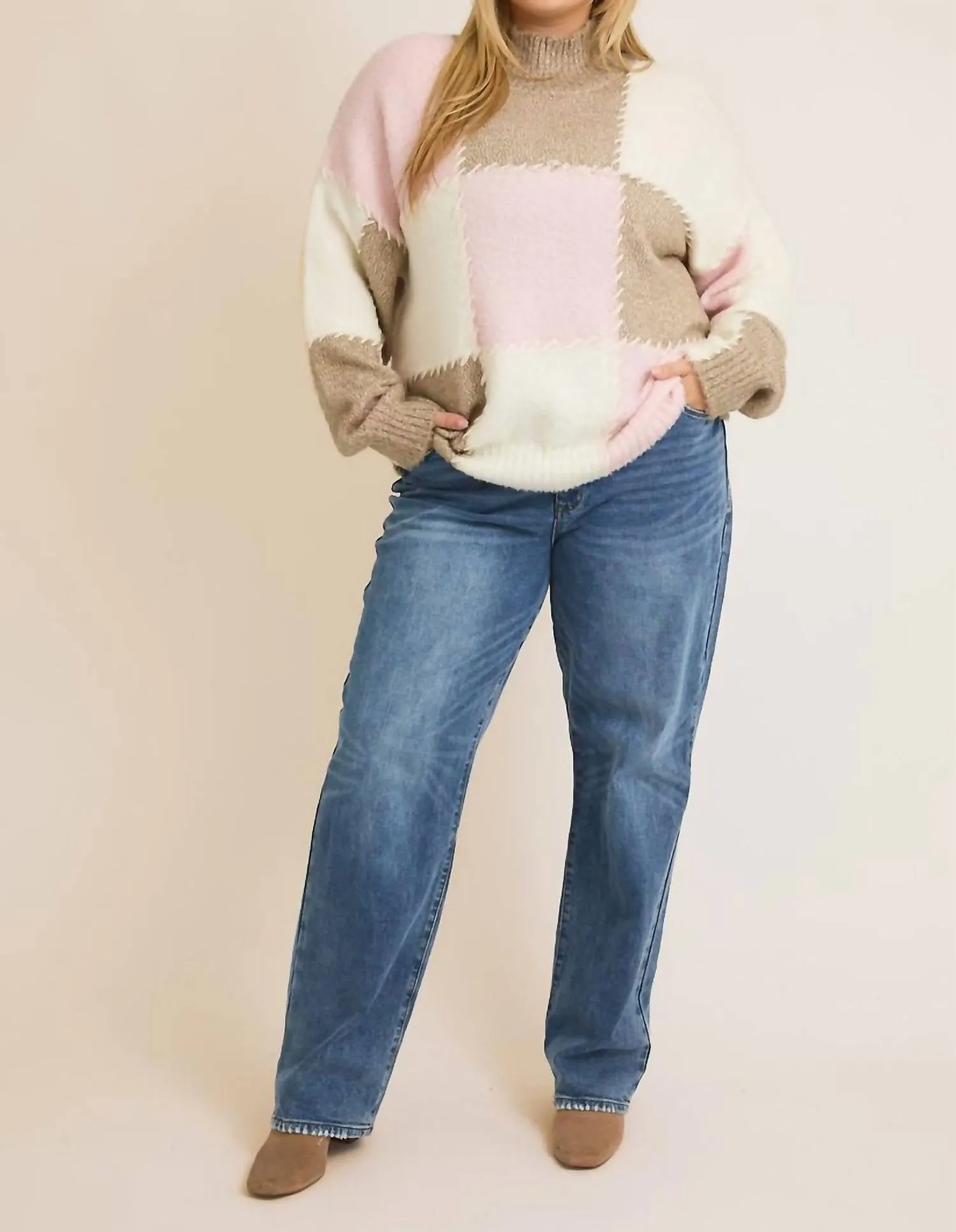 Colorblock Oversized Sweater - Plus In Multi