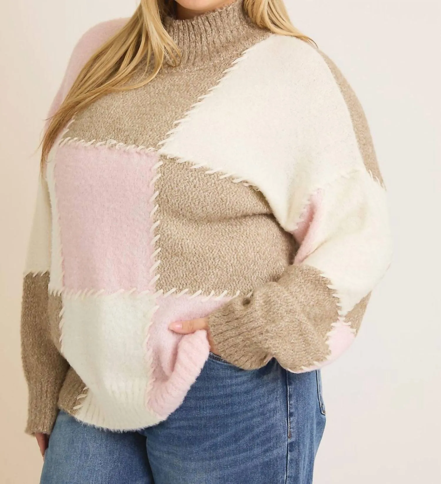 Colorblock Oversized Sweater - Plus In Multi