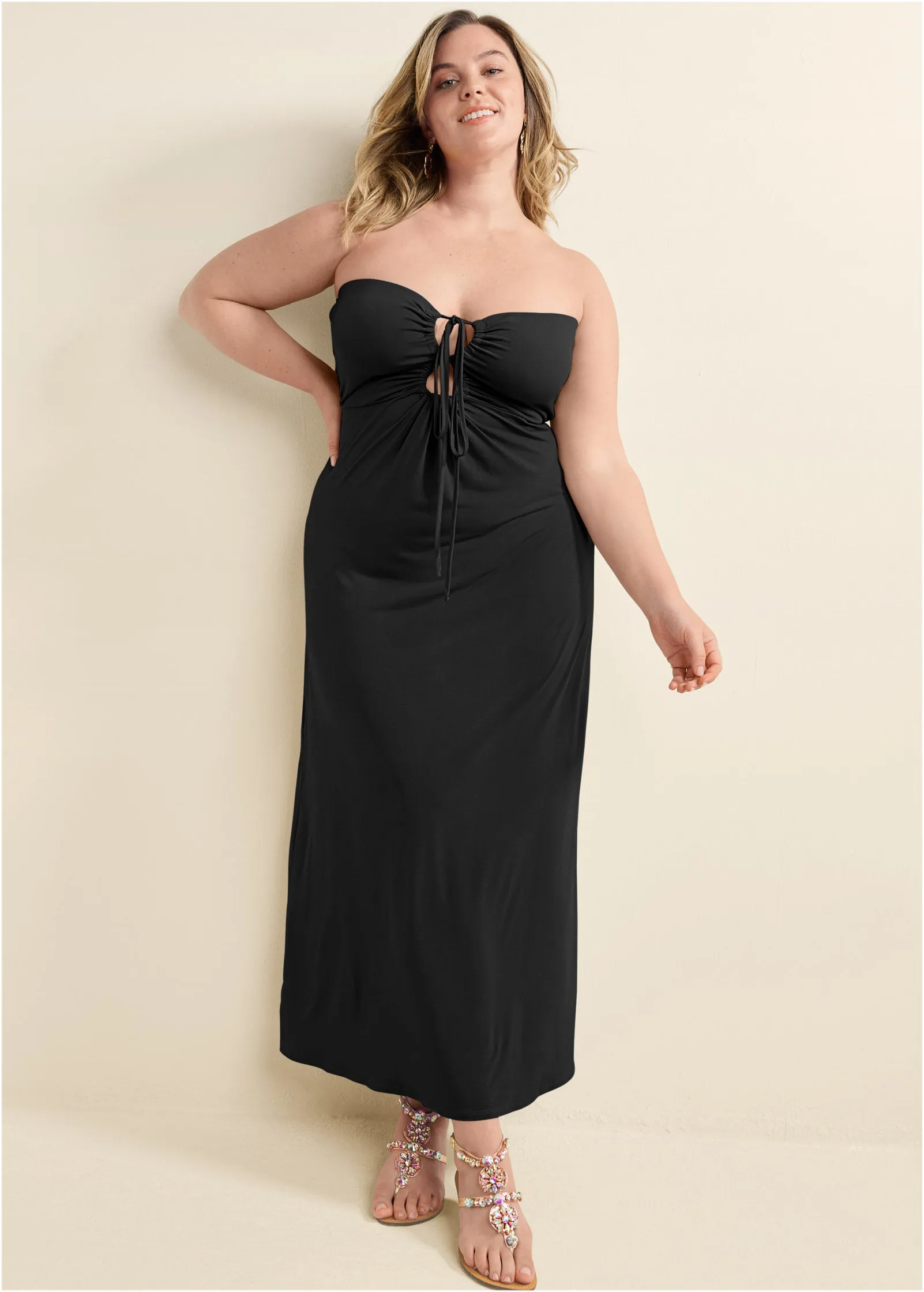 Convertible Strapless Dress - Black