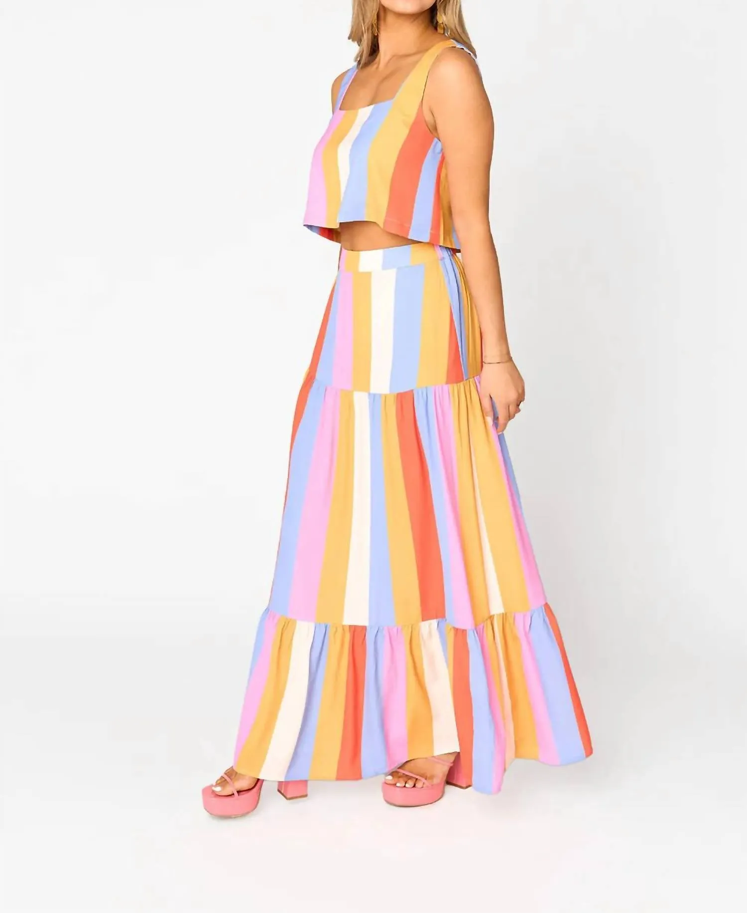 Cookie Pool Boy Stripe Skirt Set In Multi Color