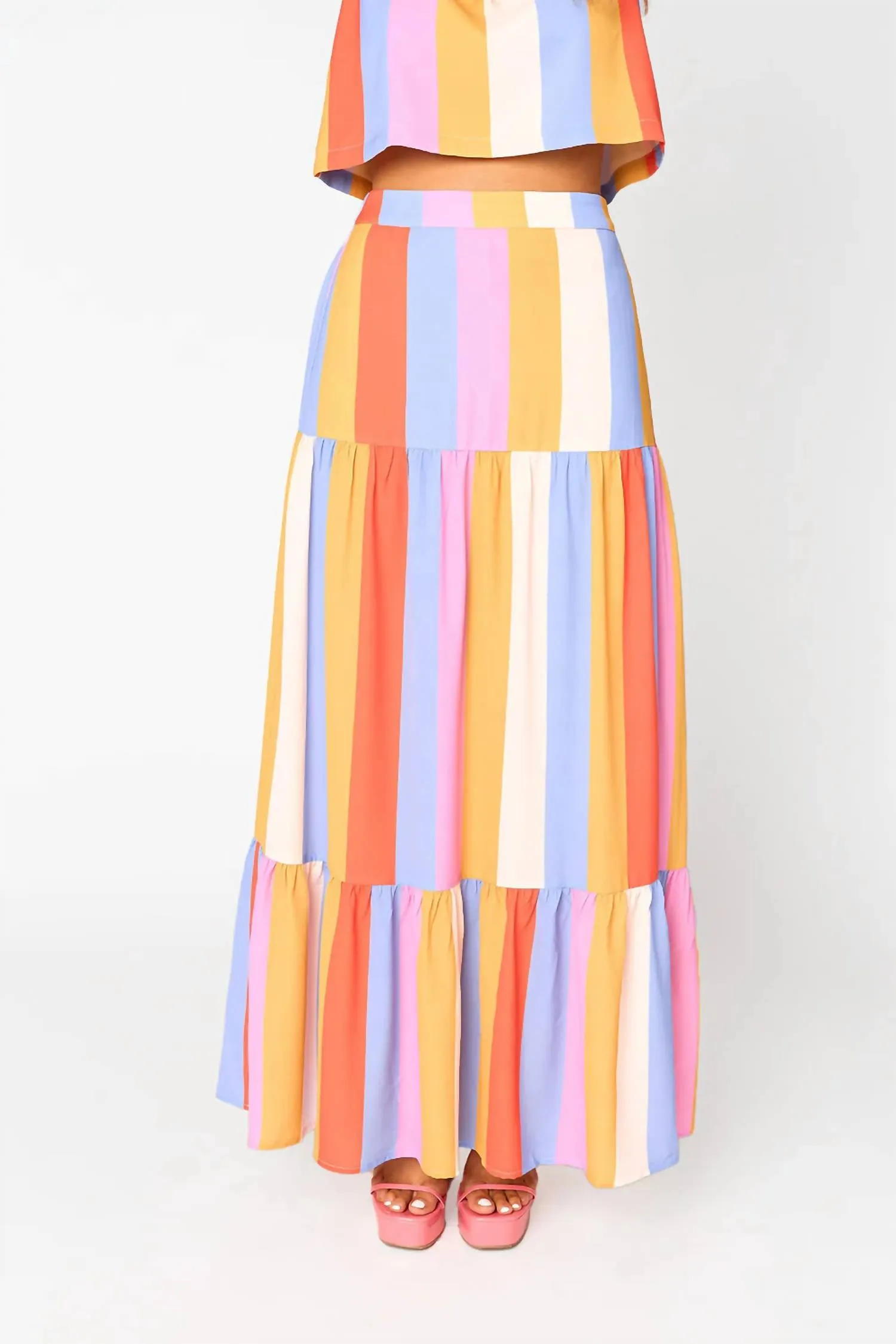 Cookie Pool Boy Stripe Skirt Set In Multi Color