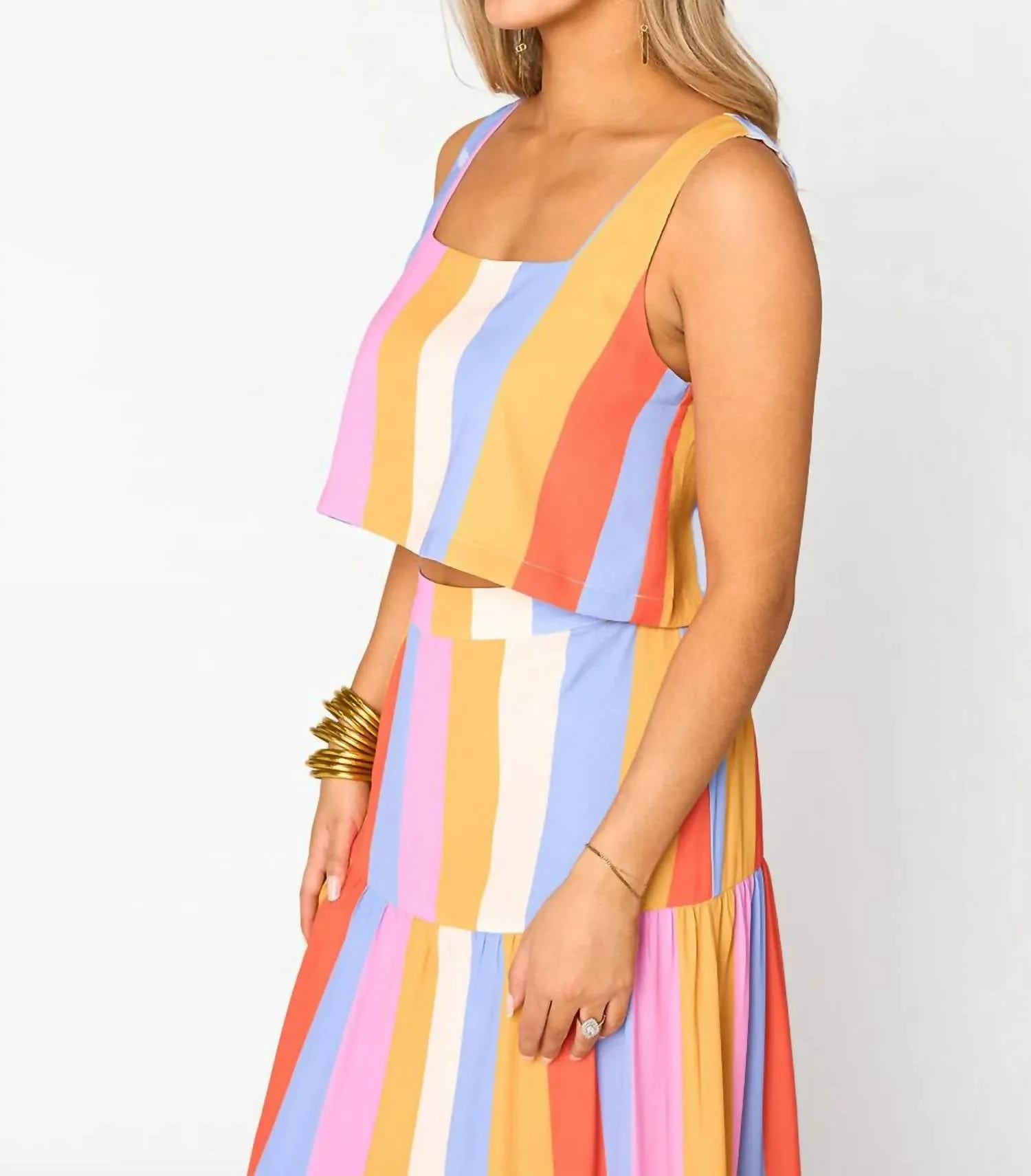 Cookie Pool Boy Stripe Skirt Set In Multi Color