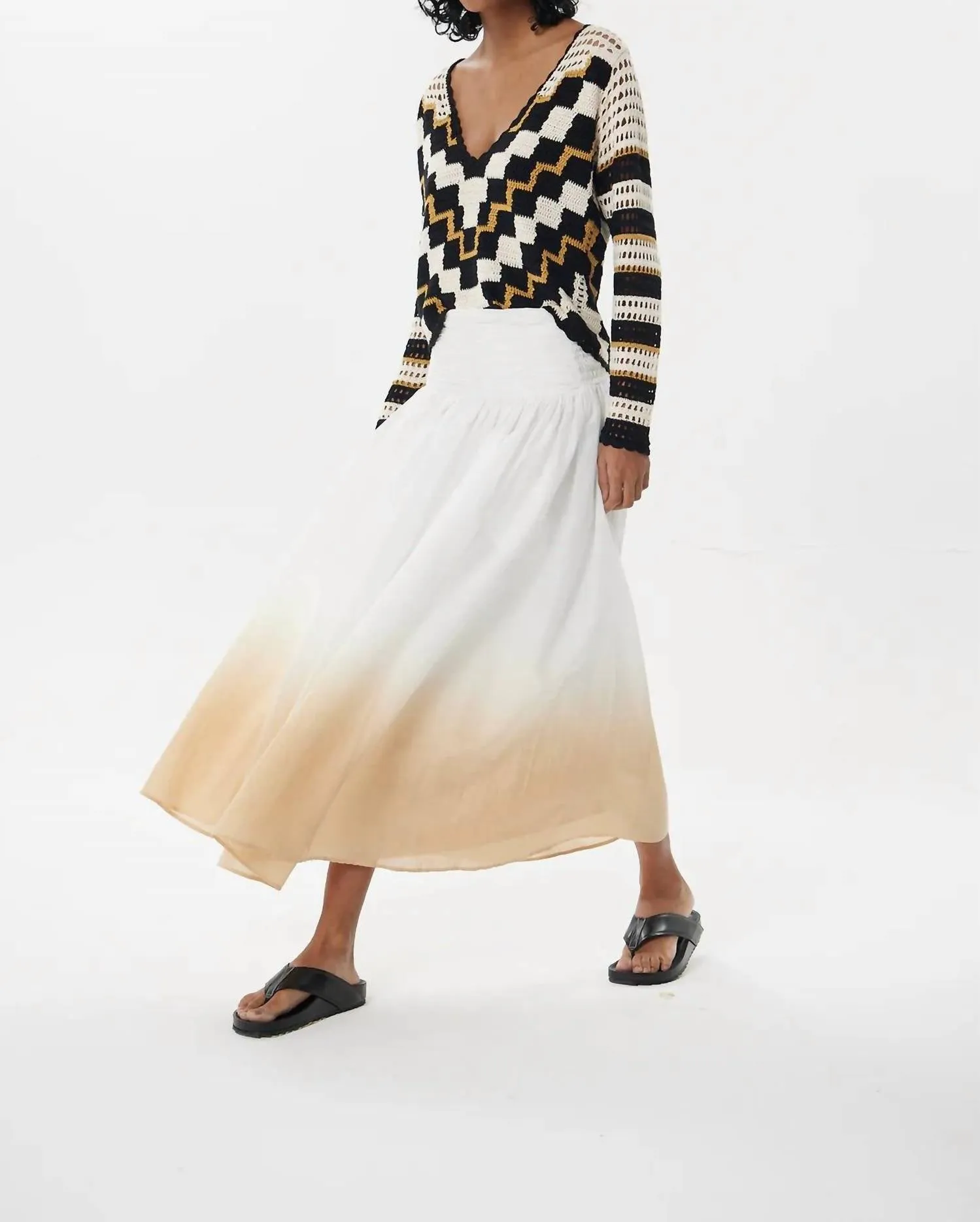 Corrientes Kristel Midi Skirt In Off-White