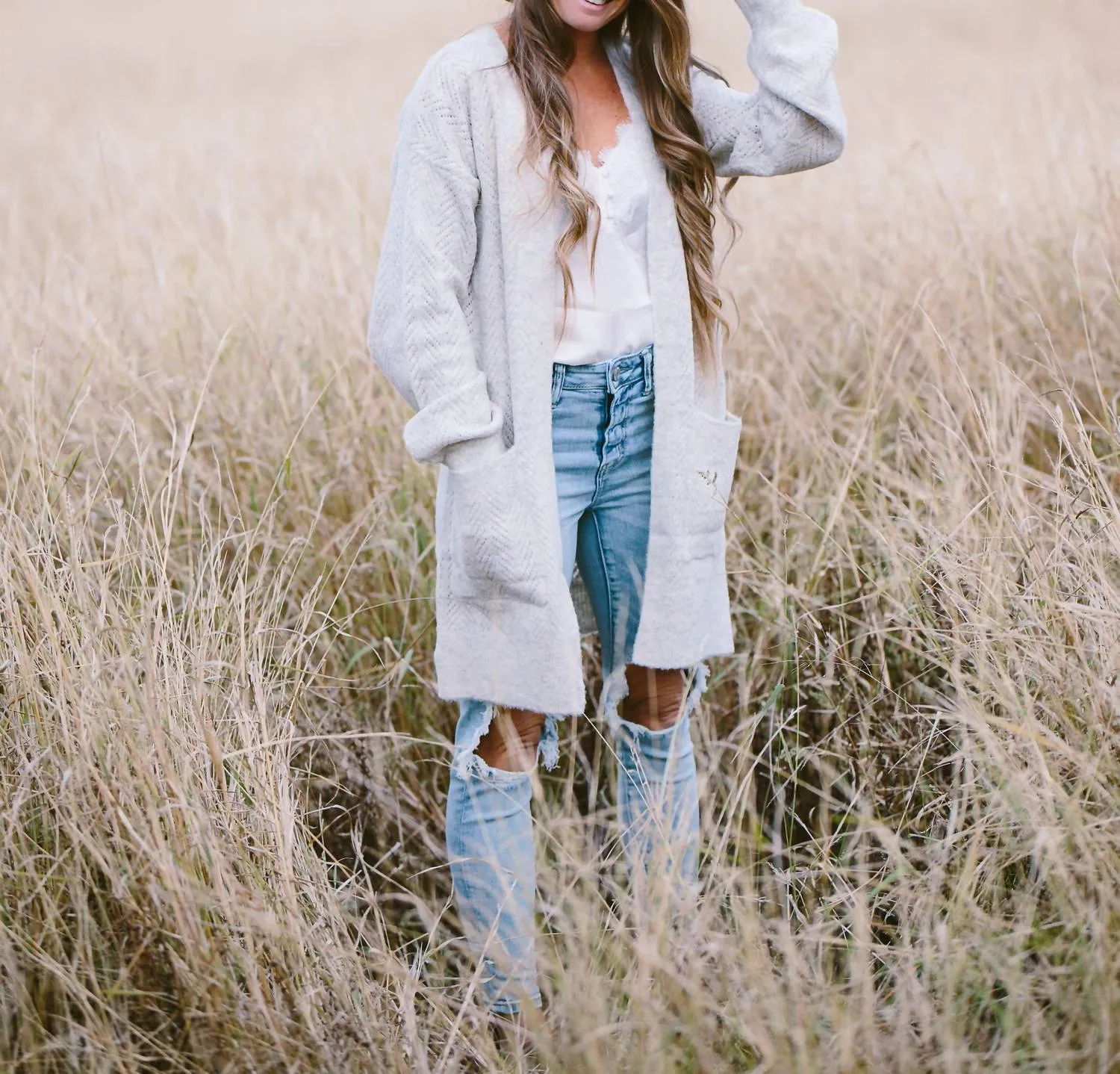 Cozy Knit Casual Friday Cardigan In Grey