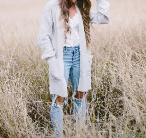 Cozy Knit Casual Friday Cardigan In Grey