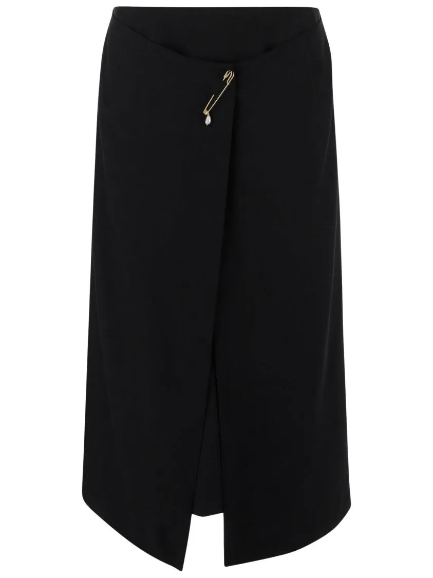 Crepe Skirt With Brooch
