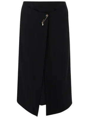 Crepe Skirt With Brooch