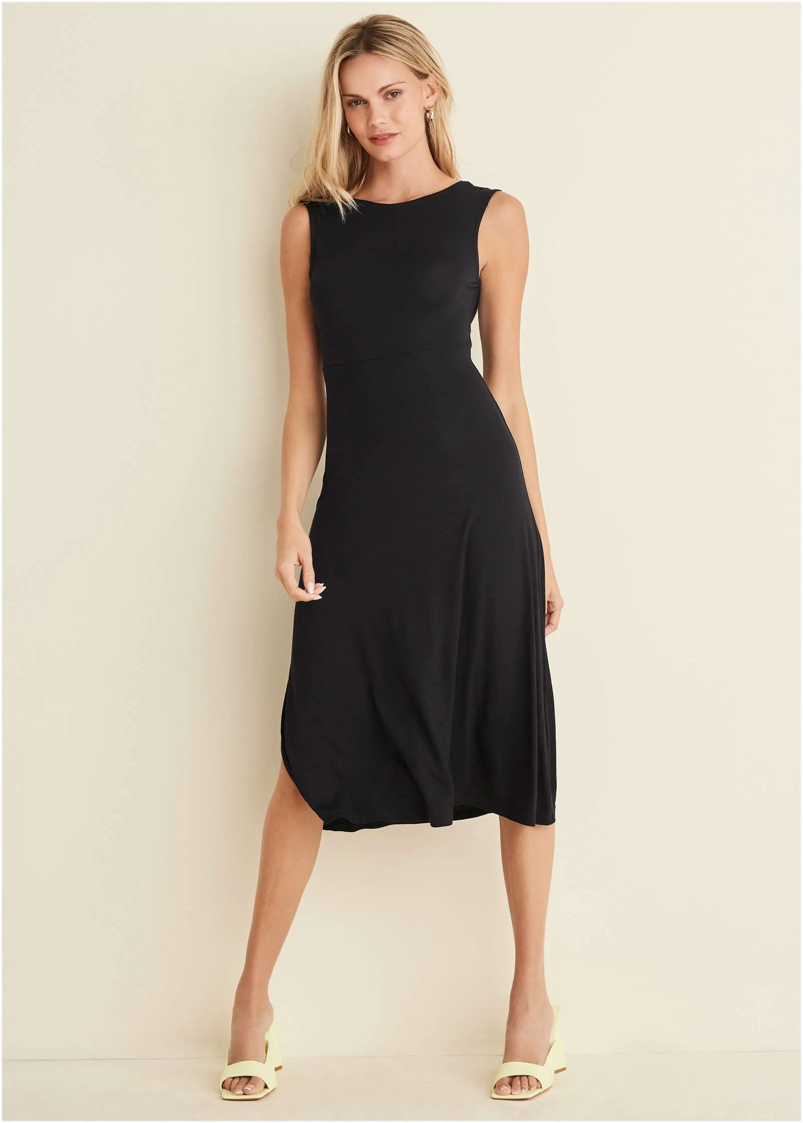 Crochet Back Midi Dress - Black