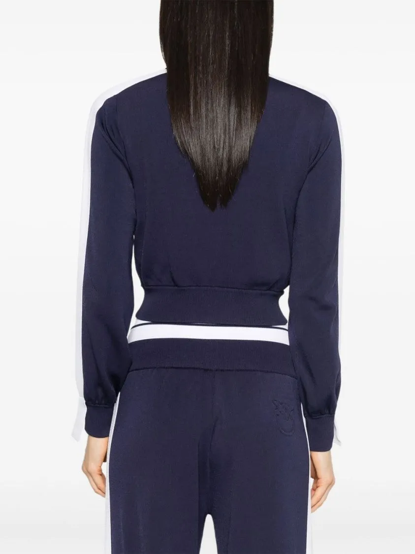 Cropped Navy Sweater With Zip Fastening