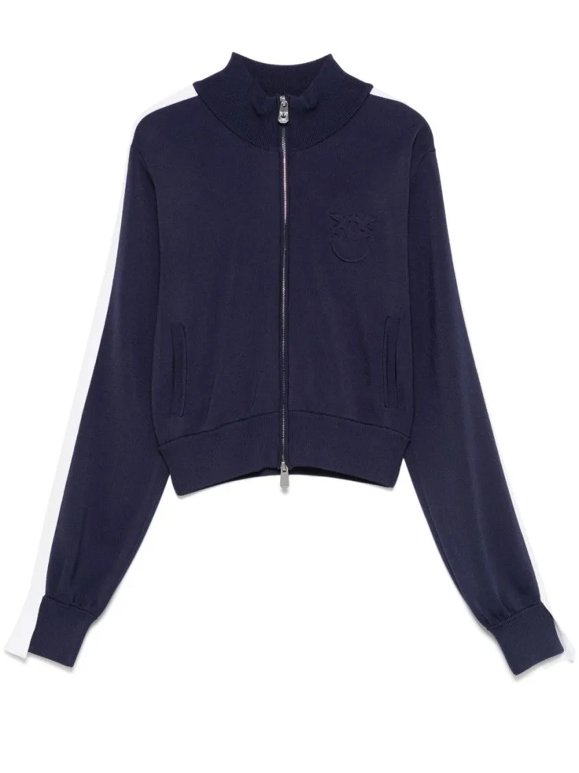 Cropped Navy Sweater With Zip Fastening