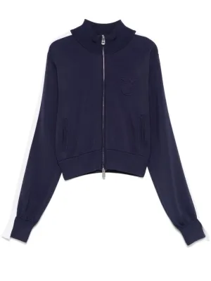 Cropped Navy Sweater With Zip Fastening