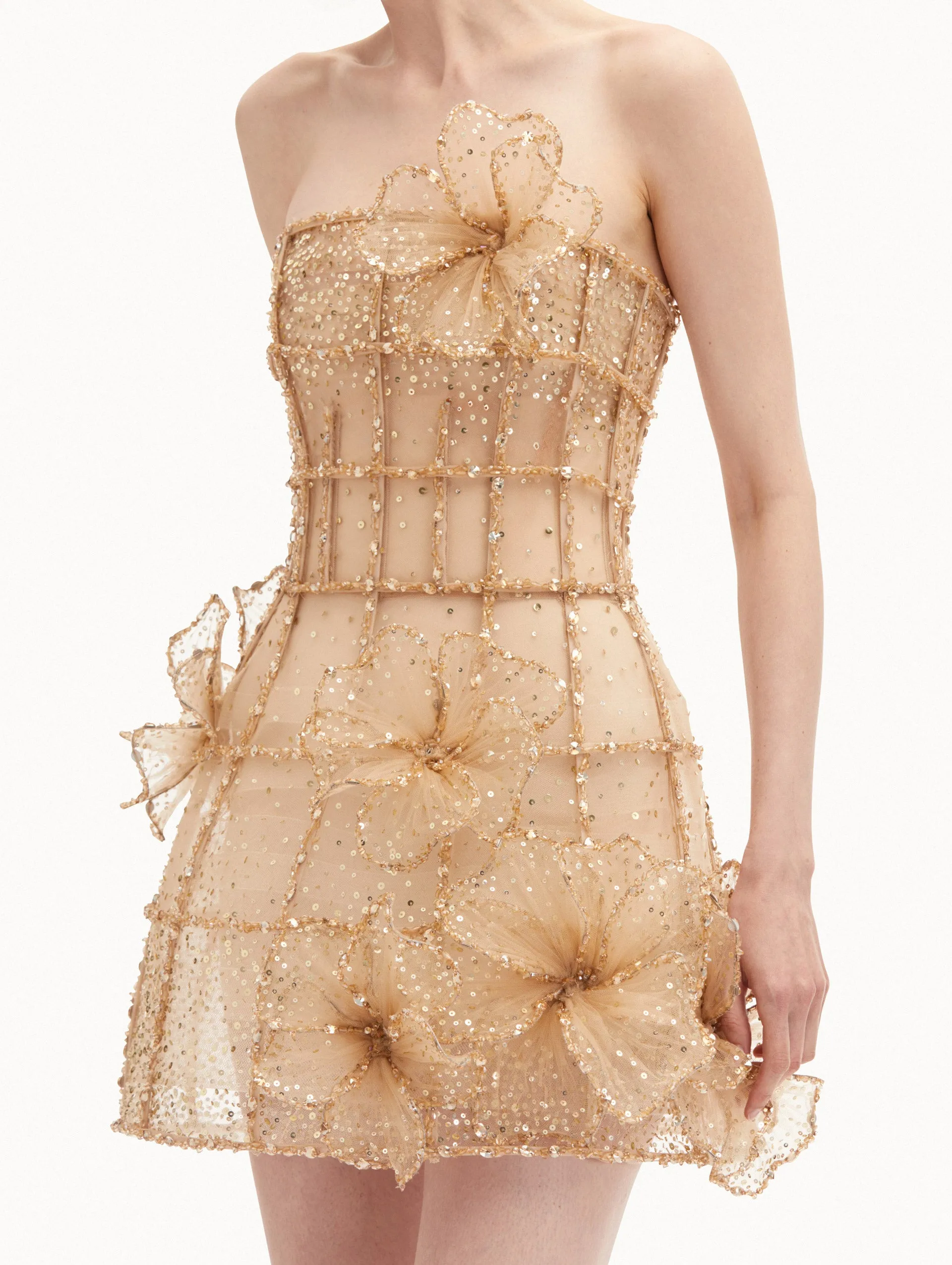 Crystal Grid Orchid Cocktail Dress