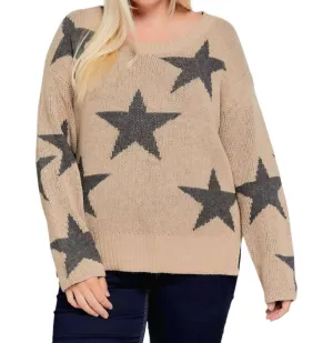 Curvy Star Sweater - Plus In Taupe