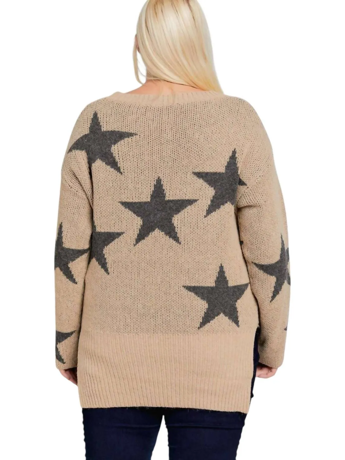 Curvy Star Sweater - Plus In Taupe