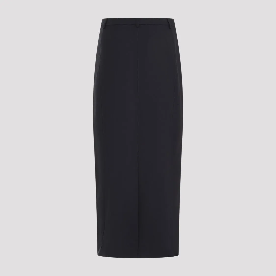 Dark Navy Blue Wool Midi Skirt