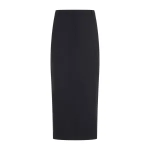 Dark Navy Blue Wool Midi Skirt