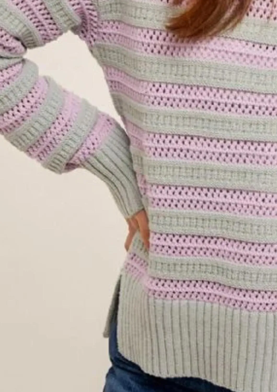Demi Striped Sweater In Purple