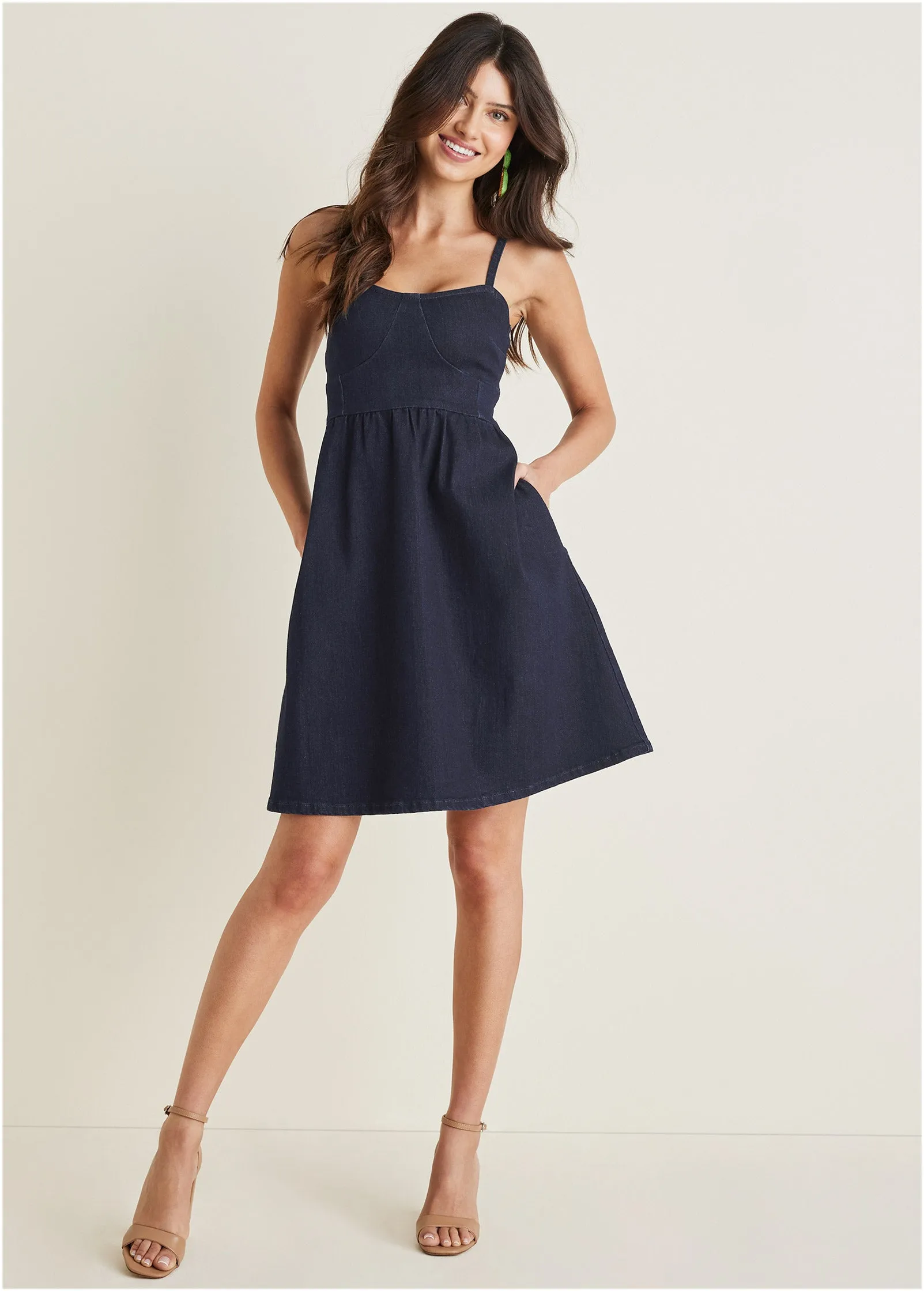 Denim A-Line Dress - Dark Wash